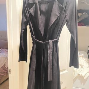 Black suede duster coat